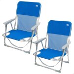 Ulteronixshop - lot de 2 chaises de plage pliantes, bleues, en textil�ne et aluminium, dossier fixe, ...