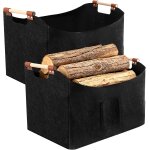 Ulteronixshop - lot de 2 corbeilles � bois de chauffage avec poign�es en bois - 60 x 40 x 40 cm - pour ...