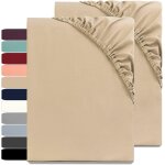 Ulteronixshop - lot de 2 draps - housses 180 x 200 cm, en microfibre, sable, avec poche de 35 cm de profondeur ...