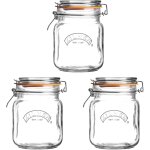 Ulteronixshop - lot de 3 bocaux carr�s herm�tiques en verre pour conserver les grains de caf�, mariner, ...