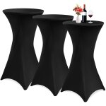 Ulteronixshop - lot de 3 housse pour table haute de bistrot � 60 - 65 cm, nappe cocktail ronde noire, ...