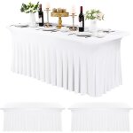 Ulteronixshop - lot de 3 jupes de table en elasthanne pour tables rectangulaires blanc 1, 8 m nappe extensible ...