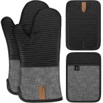 Ulteronixshop - lot de 4 maniques, extra longs, avec rayures en silicone antid�rapantes, pour la cuisine, ...