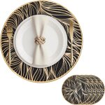 Ulteronixshop - lot de 4 sets de table en pvc lavables 38cm set de table rond motif de feuilles antid�rapant ...