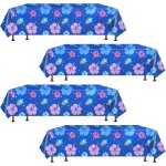 Ulteronixshop - 4pcs nappes th�me hawa�en dessin anim�, nappes plastique bleues imperm�ables jetables ...