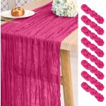 Ulteronixshop - lot de 8 chemins de table en gaze d'�tamine 3 m de long rose vif gaze boho chemins de ...