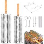 Ulteronixshop - accessoires barbecue, 2 paniers � griller roulants et embo�tables en acier inoxydable ...