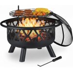 Ulteronixshop - brasero avec grillage, avec protection �tincelles & tisonnier, terrasse, d 75 cm, jardin ...