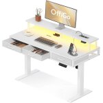 Ulteronixshop - bureau assis debout avec 3 tiroirs, 120cm bureau electrique avec support de moniteur, ...