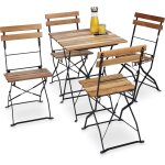 Ulteronixshop - chaise de jardin pliante lot de 4 en bois nature et m�tal sans accoudoir hxlxp: 84 x ...