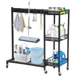 Ulteronixshop - chariot de nettoyage avec porte - balai, chariot de nettoyage mobile avec 6 roues, support ...