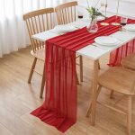Ulteronixshop - chemin de table en mousseline de soie, decoration table, 75 x 400 cm, rouge