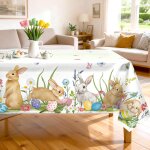 Ulteronixshop - chemin table de p�ques, nappe de table rectangulaire p�ques lapin, nappes imperm�able ...