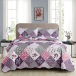 Ulteronixshop - dessus de lit de 240 x 260 cm, carr�s de patchwork matelass�s � motif floral, en microfibre, ...