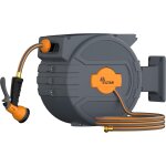 Ulteronixshop - enrouleur de tuyau 25 m + 2 m, avec rembobinage automatique et rotation � 180, bo�tier ...