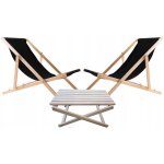 Ulteronixshop - ensemble de 2 chaises longues pliantes en bois avec table ¿ transats de jardin robustes ...