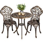 Ulteronixshop - ensemble de bistrot en m�tal 3 pi�ces set bistrot design vintage feuillage table de jardin ...