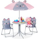 Ulteronixshop - ensemble camping, chaise enfants avec abat - jour, pliable et table, souris grise, gris ...