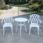Ulteronixshop - ensemble de meubles de jardin 3 pi�ces en fonte d'aluminium, table d�corative et 2 chaises ...