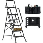 Ulteronixshop - escabeau 5 marches pliable en acier, charge 150 kg, marche pied antid�rapant, plateforme ...