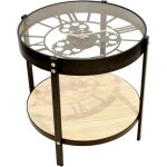 Ulteronixshop - hd6446 table basse d'appoint ronde avec horloge - m�tal et verre - petit mod�le - fonctionne ...