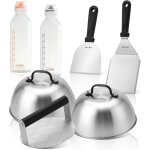 Ulteronixshop - kit smash burger de 7 pi�ces, contient 2 cloche � hamburger, presse � hamburger, 2 spatules ...