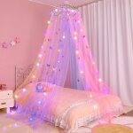 Ulteronixshop - lit de princesse chambre avec rideaux led, moustiquaire diy, �toiles et papillons