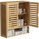 Ulteronixshop - meuble salle de bain mural: armoire toilette suspendu en bambou naturel placard wc 2 ...