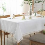 Ulteronixshop - nappe blanche unie en dentelle - nappe classique en coton et lin - moderne et minimaliste ...