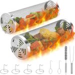 Ulteronixshop - panier � griller roulant, 2 paniers de barbecue ronds en acier inoxydable avec support, ...