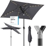 Ulteronixshop - parasol aluminium solaire avec led 210x140 cm pour balcon & jardin - uv50 + rectangulaire, ...