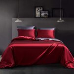 Ulteronixshop - parure de lit r�versible en satin 200 x 200 cm - rouge bordeaux, gris fonc� - lisse - ...