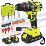 Ulteronixshop - perceuse visseuse sans fil 21v, perceuse percussion brushless avec 2 batteries 2000mah, ...