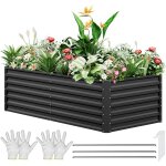 Ulteronixshop - potager de jardin sur�lev� 180x90x60cm, jardiniere exterieur grande en m�tal epais zinc ...