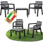 Ulteronixshop - riviera ensemble de meubles de balcon 3 pi�ces avec table d'appoint aspect jute en plastique ...