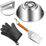 Ulteronixshop - smashed kit d'accessoires pour hamburger avec couvercle � badigeonner, presse � hamburger ...