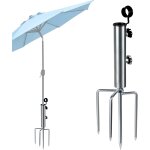 Ulteronixshop - support de parasol avec 4 piquets amovible r�glable, piquet de gazon pour parasol, fixation ...