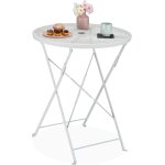 Ulteronixshop - table de balcon, trou parasol, motifs terrazzo, h x d : 71, 5 x 60, 5 cm, acier, pliante, ...
