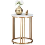 Ulteronixshop - table d�appoint marmo, m�tal et mdf, bout de canap� rond, salon, couloir, hxd 51 x 41 ...