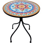 Ulteronixshop - table de jardin mosa�que, 60 x 70cm, tables de bistro, table d'appoint ronde d'ext�rieur ...