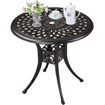 Ulteronixshop - table de jardin ronde design vintage en aluminium avec trou pour parasol patins r�glables ...