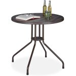 Ulteronixshop - table ronde de jardin, aspect bois, plastique, m�tal, balcon, terrasse, stable, robuste, ...