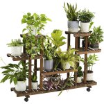 Ulteronixshop - tag�re � fleurs en bois porte pots de plante fleurs avec 6 tablettes support � roulettes ...