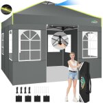 Ulteronixshop - tonnelle pliante 3x3 barnum pliant avec verrouillage central a une touche, bandes fluorescente ...