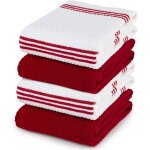 Ulteronixshop - torchons 100% coton lot de 4 torchons de cuisine 40, 6 x 71 cm rouge chiffons de cuisine ...