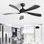 Ulteronixshop - ventilateur plafond avec lumiere et telecommande, 132 cm dimmable lampe ventilateur plafond ...