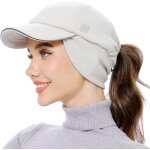 Ulteronixshop - women's fleece ponytail hat reflective winter hat with adjustable headband and filp down ...