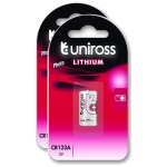 Uniross lot de 2 packs de 1 pile lithium cr123a, 3v Uniross lot de 2 packs de 1 pile lithium cr123a, 3v