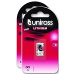 Uniross lot de 2 packs de 1 pile lithium cr2, 3v