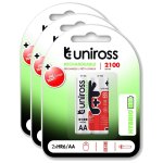 Uniross lot de 3 packs de 2 piles rechargeable aa / hr6 2100 nimh hybrio, 1. 2v